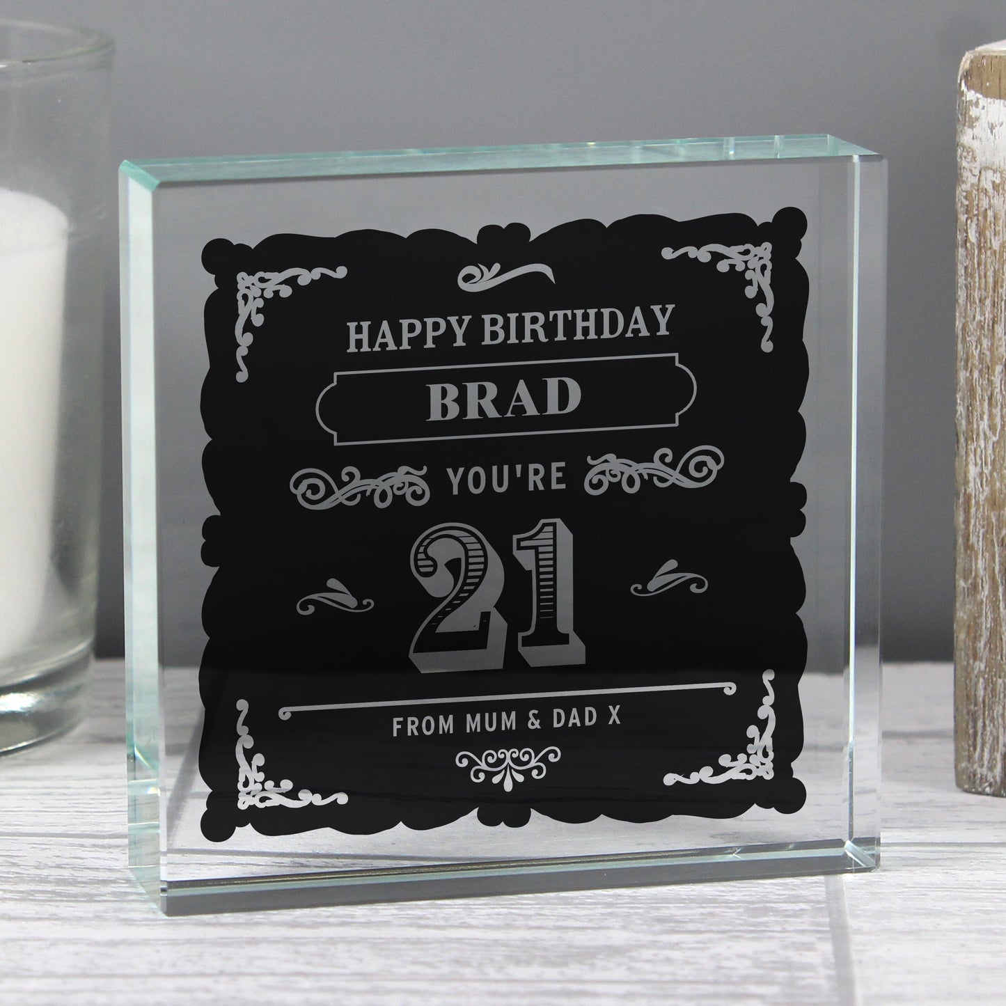 Personalised 21st Birthday Vintage Typography Crystal Token