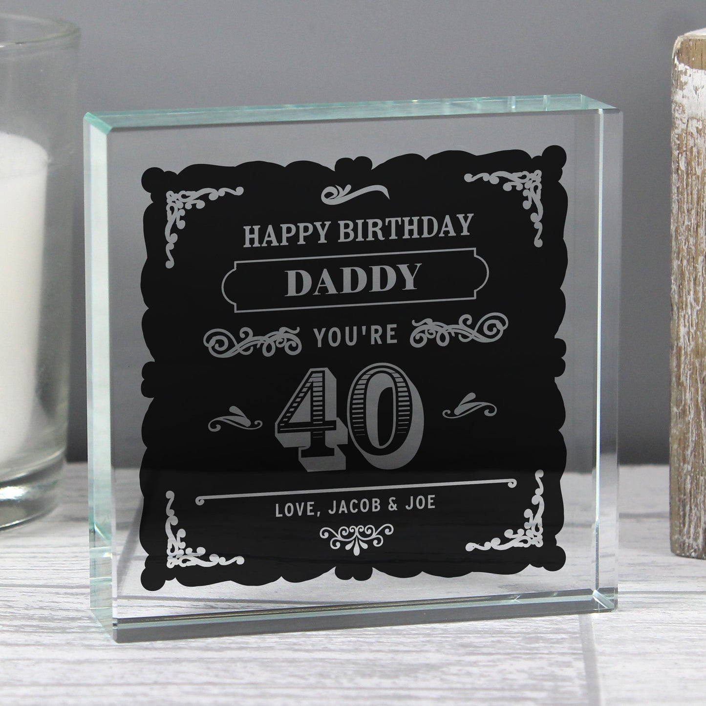 Personalised 40th Birthday Vintage Typography Crystal Token