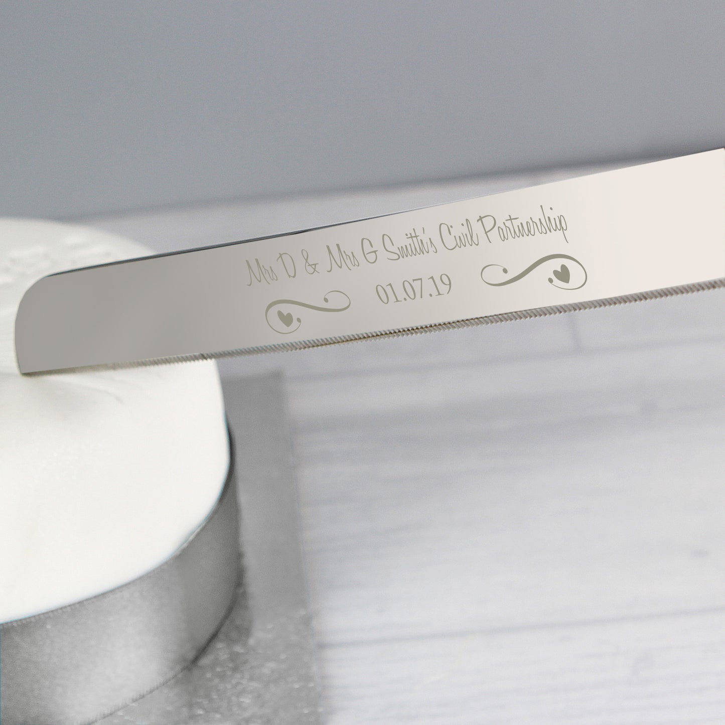 Personalised Heart & Swirl Cake Knife