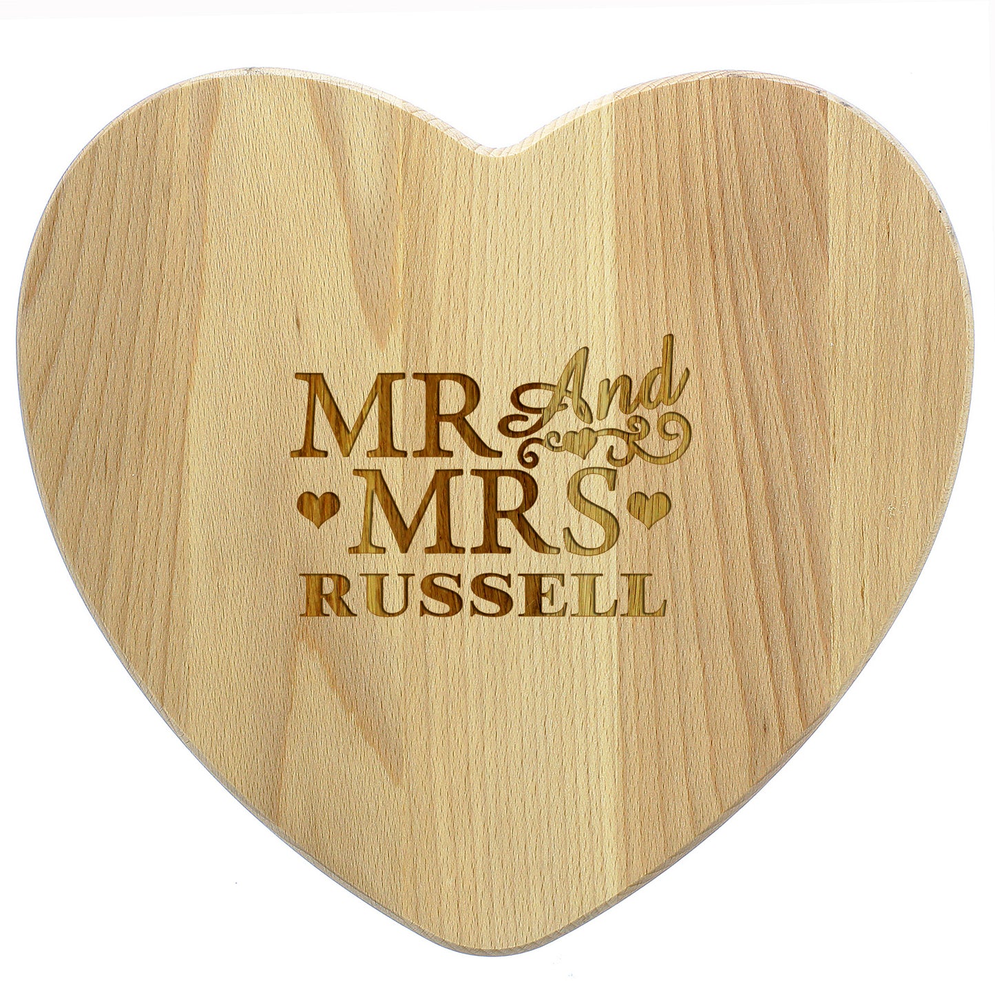 Personalised Mr & Mrs Heart Chopping Board