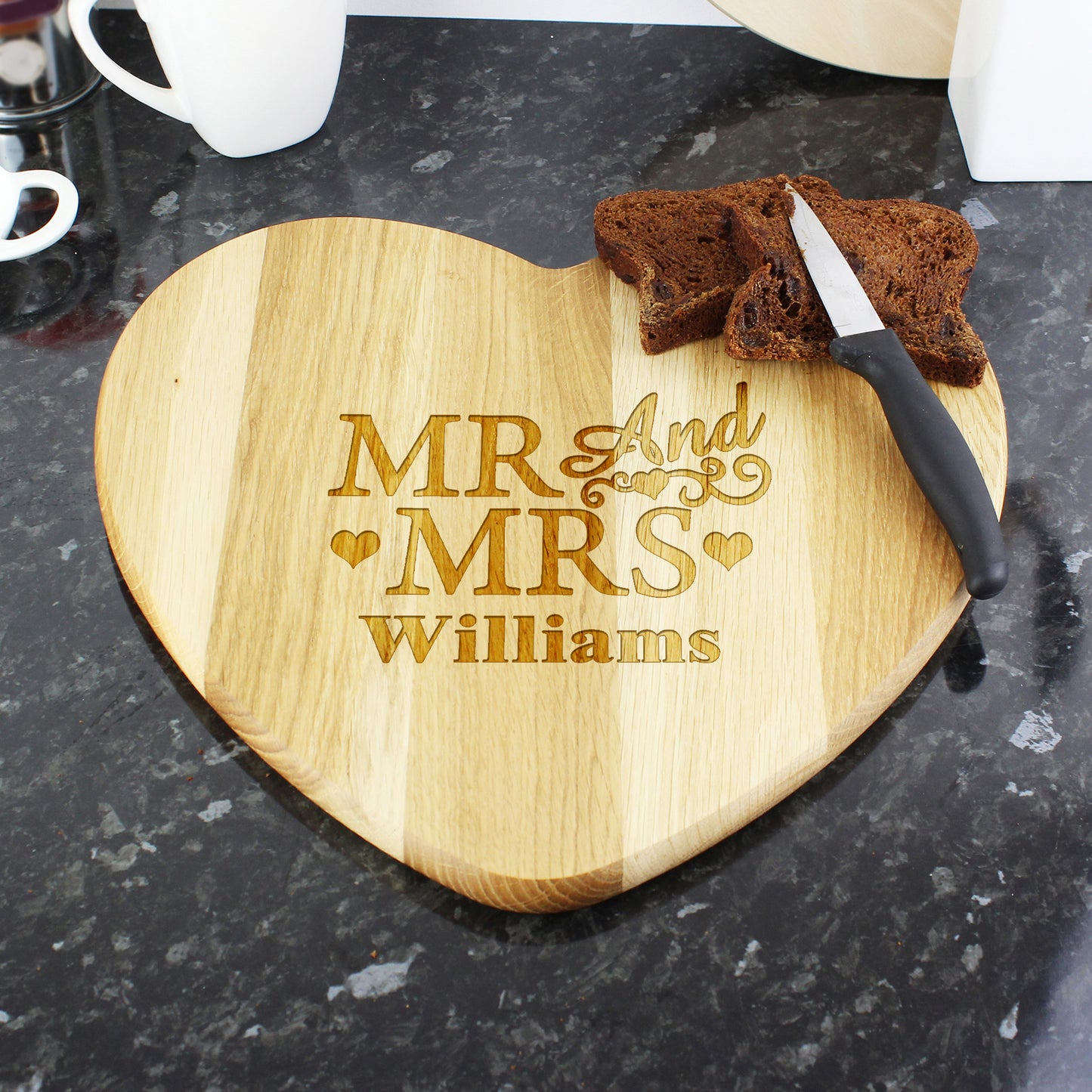 Personalised Mr & Mrs Heart Chopping Board