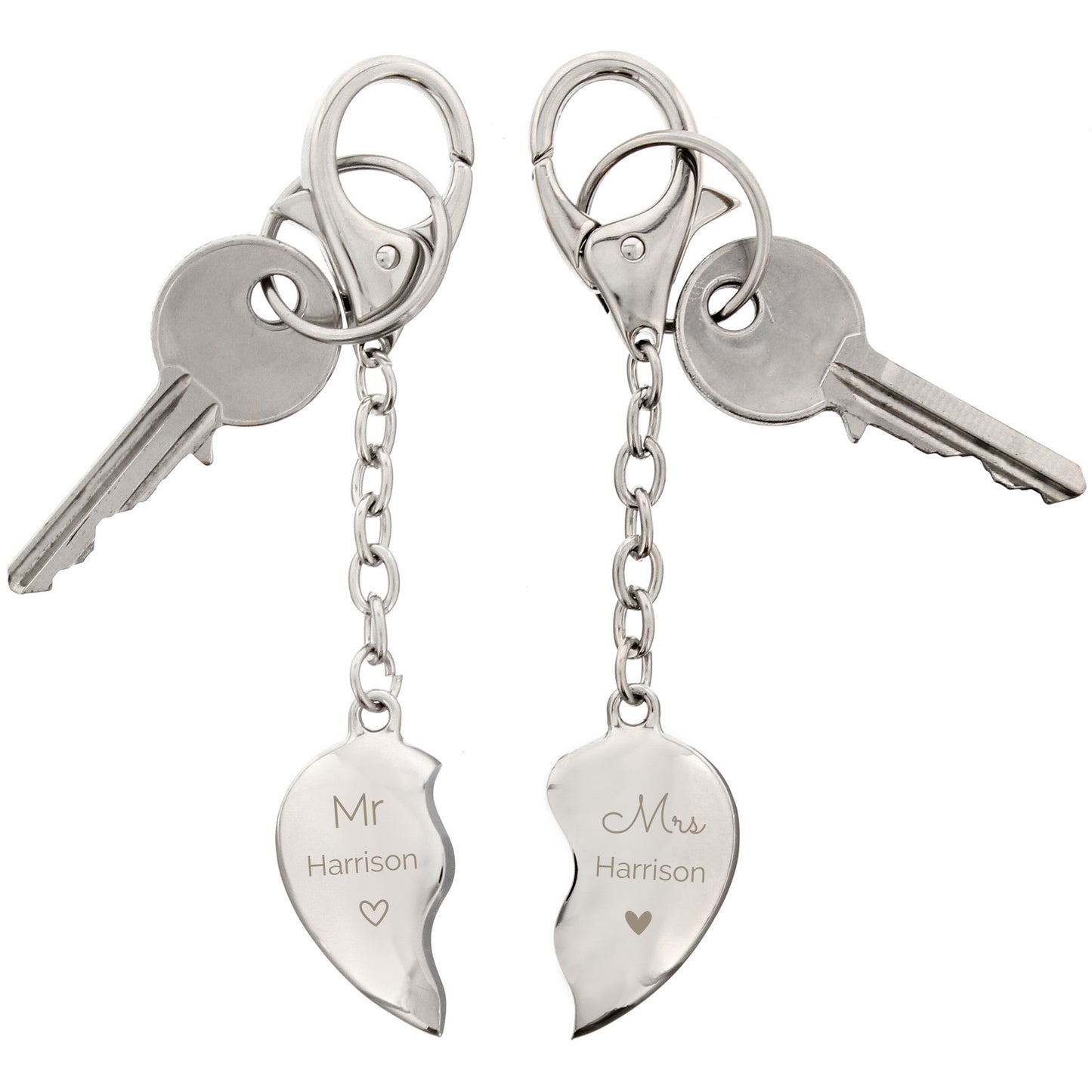 Personalised Mr & Mrs Two Hearts Keyring