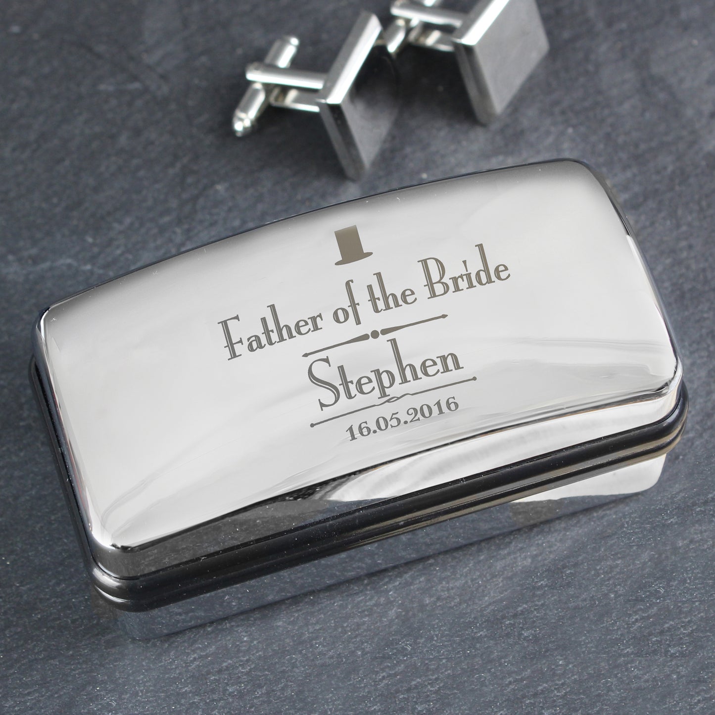 Personalised - Decorative Wedding Father of the Bride Cufflink Box