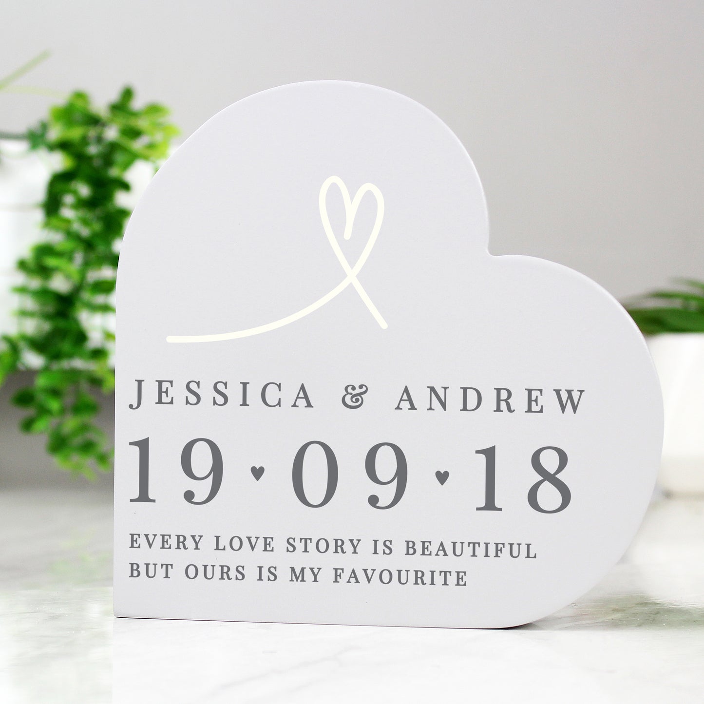 Personalised Free Text Standing Heart Ornament