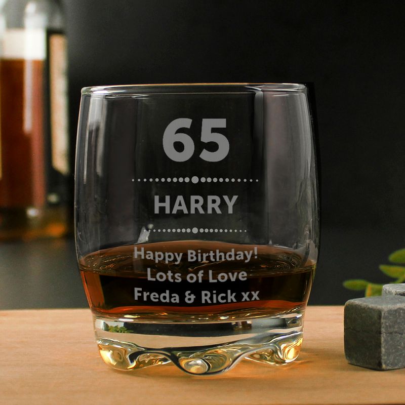 Personalised 65th Whisky Glass