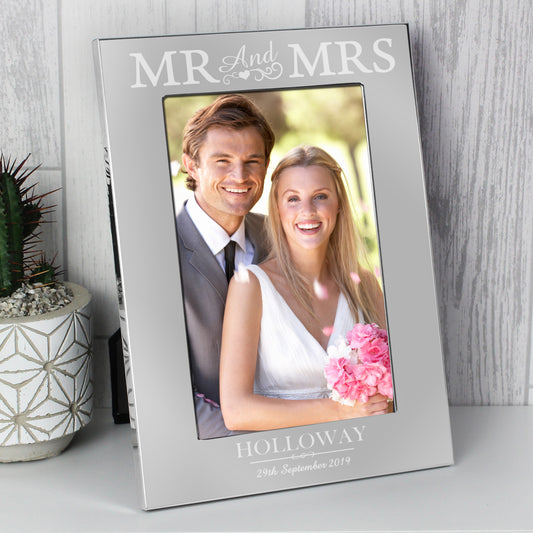 Personalised - Mr & Mrs 6x4 Silver Photo Frame