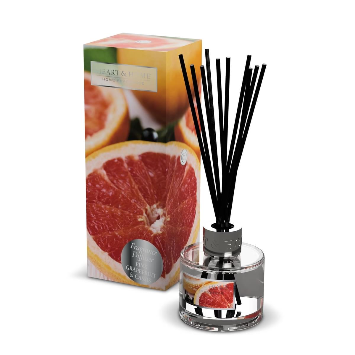 Pink Grapefruit & Cassis Reed Diffuser Displayed Next To Its  Gift Box