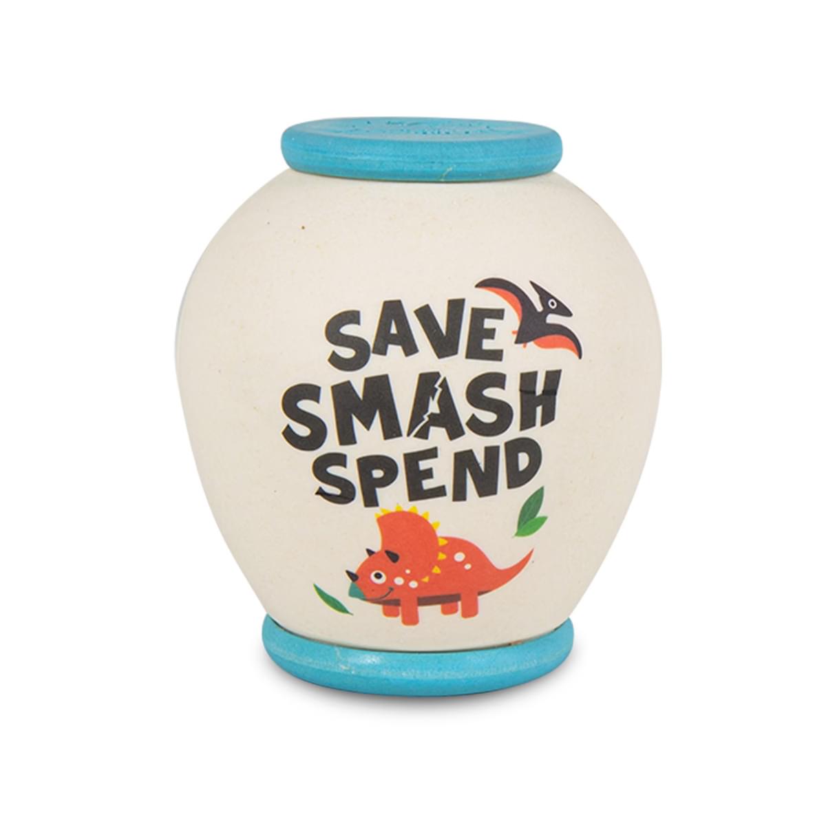 Small Smash pot showing reverse of pot with text reading SAVE SMASH SPEND.