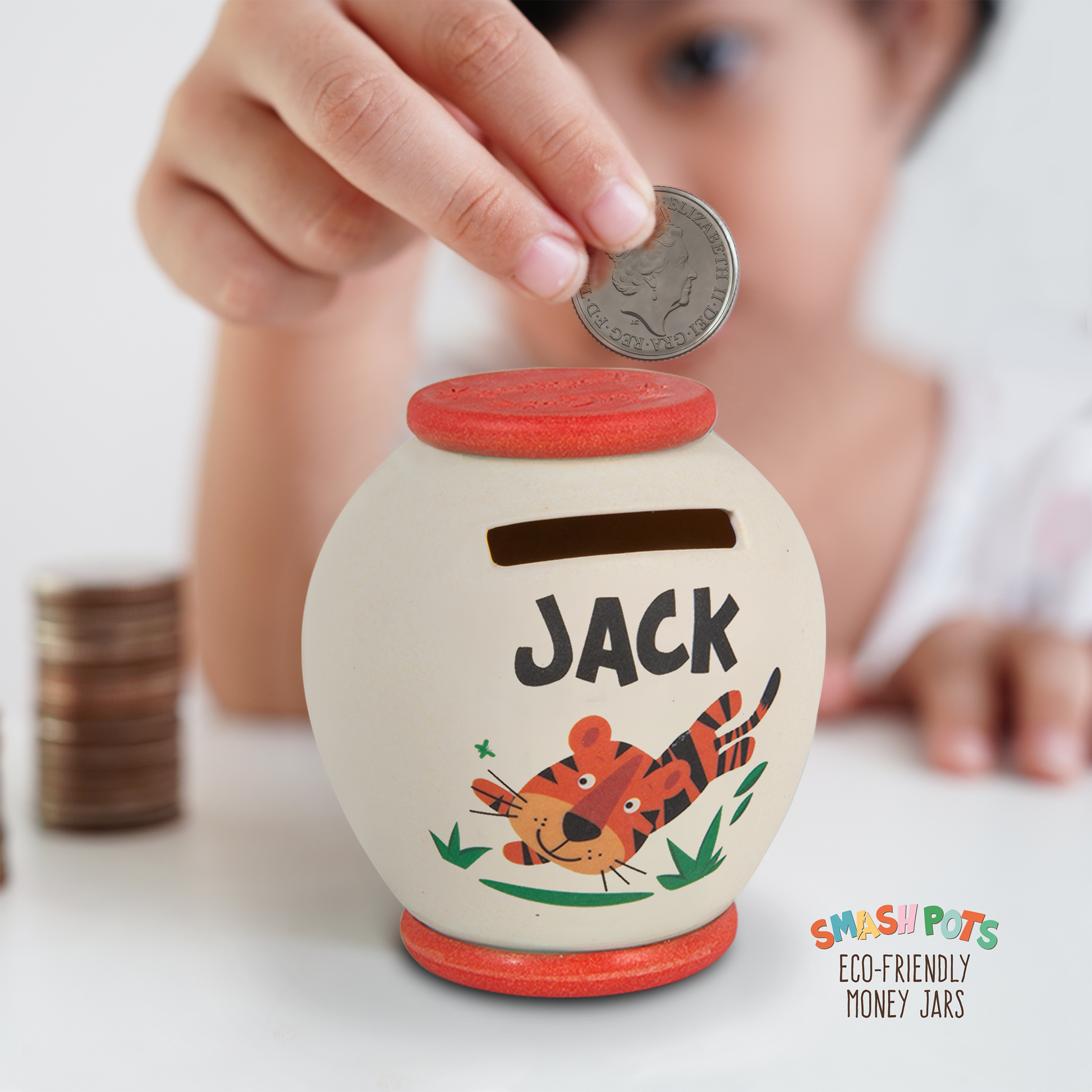 Jack single use Smash Pot with colourful image. Pot can be composted after use.