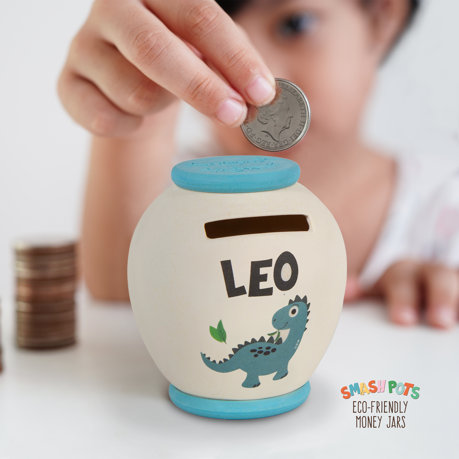 Leo single use Smash Pot with colourful image. Pot can be composted after use.