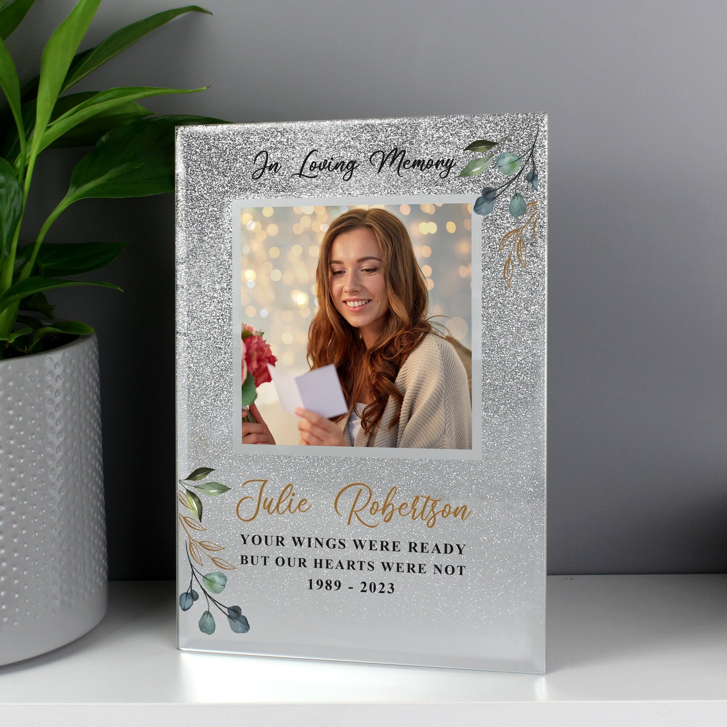 Personalised In Loving Memory 4x4 Glitter Photo Frame