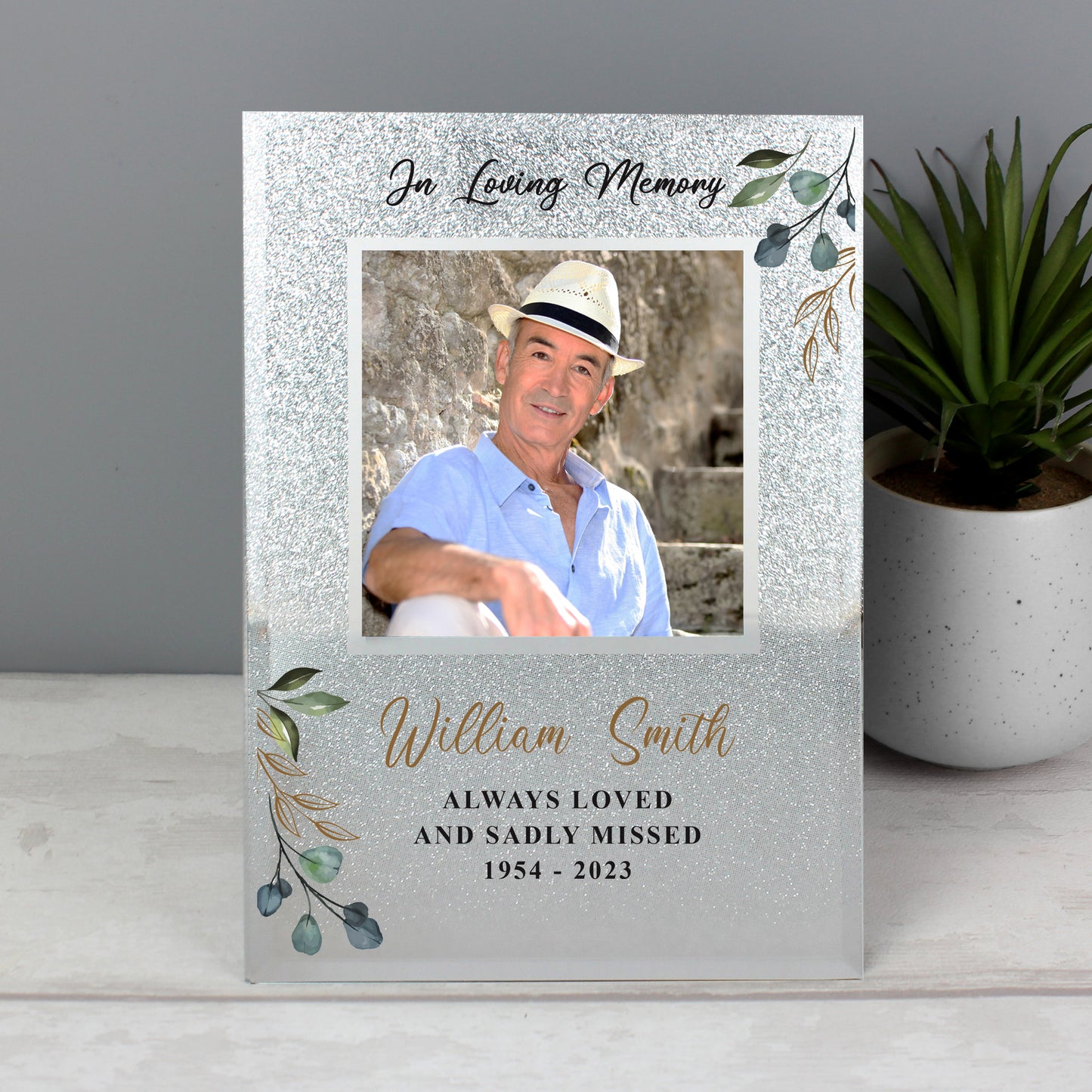 Personalised In Loving Memory 4x4 Glitter Photo Frame