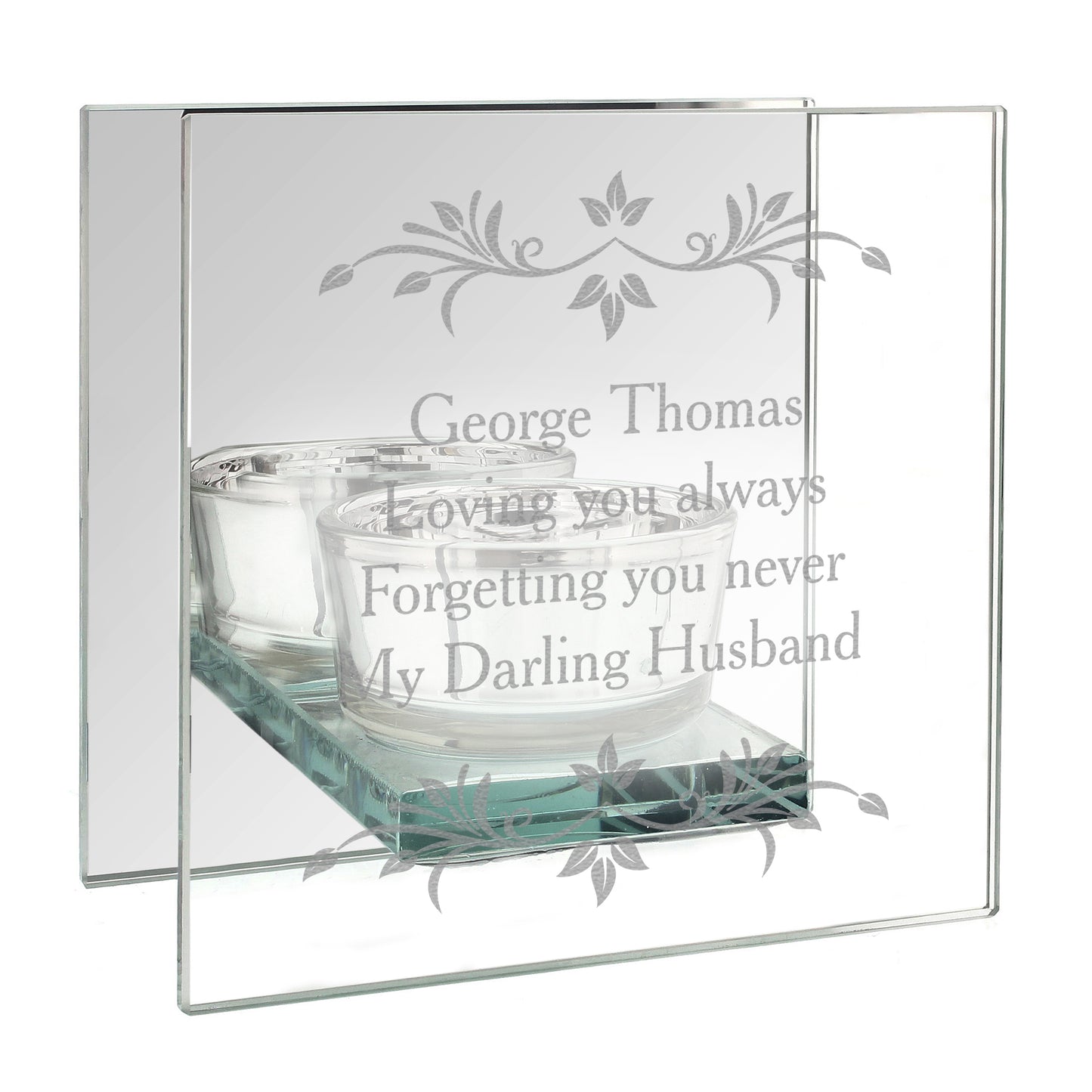 Personalised Mirrored Glass Tea Light Holder