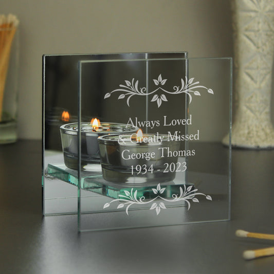 Personalised Mirrored Glass Tea Light Holder