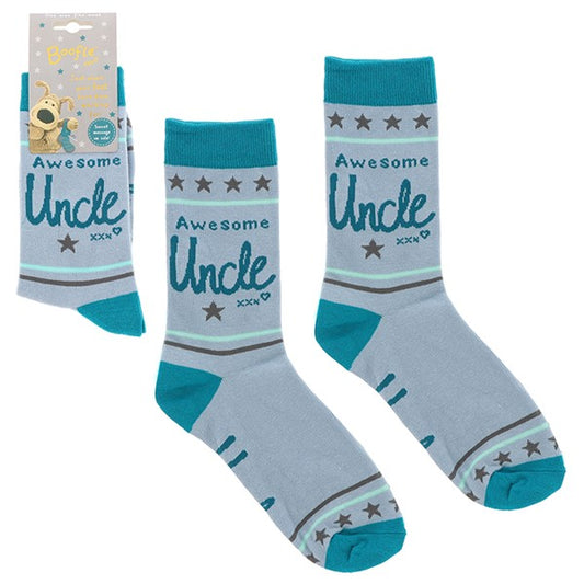 Blue And Grey socks with Uncle text and star theme