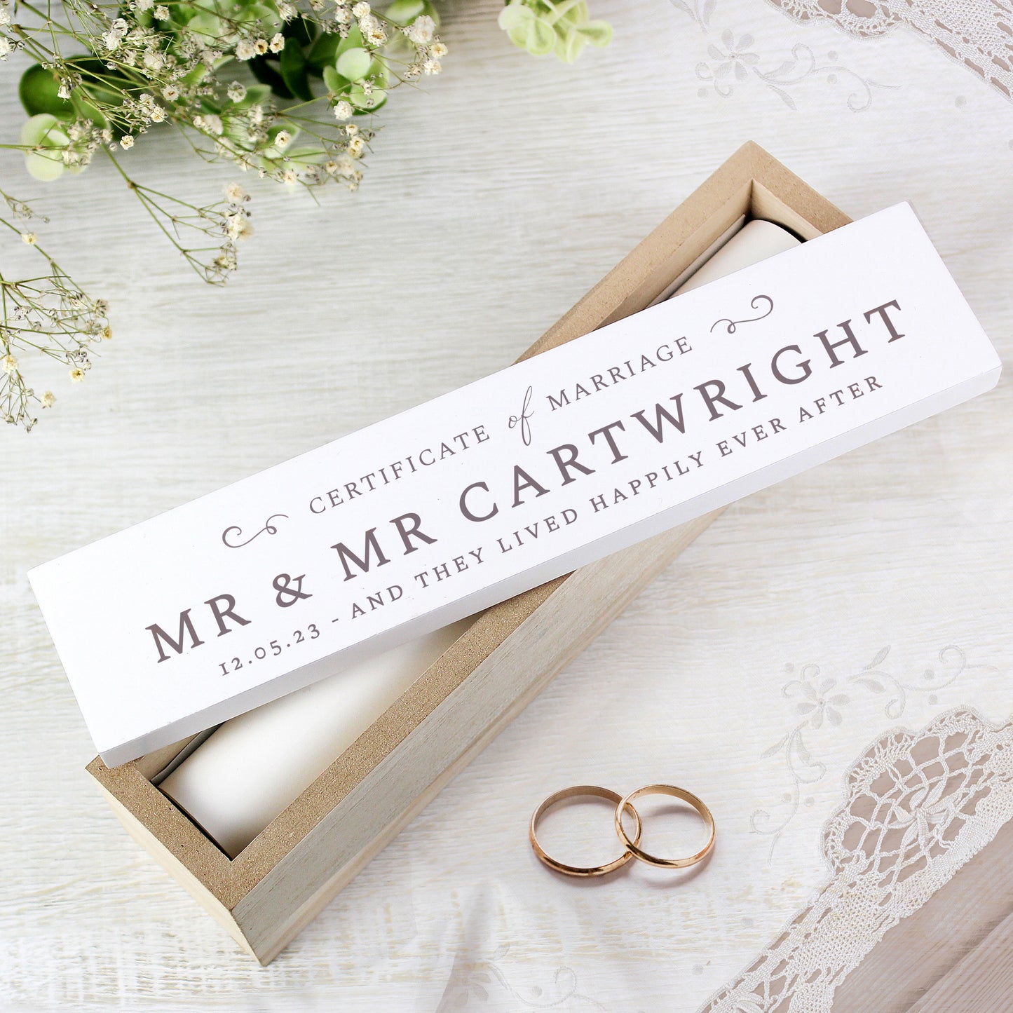 Personalised Wooden Wedding Certificate Holder