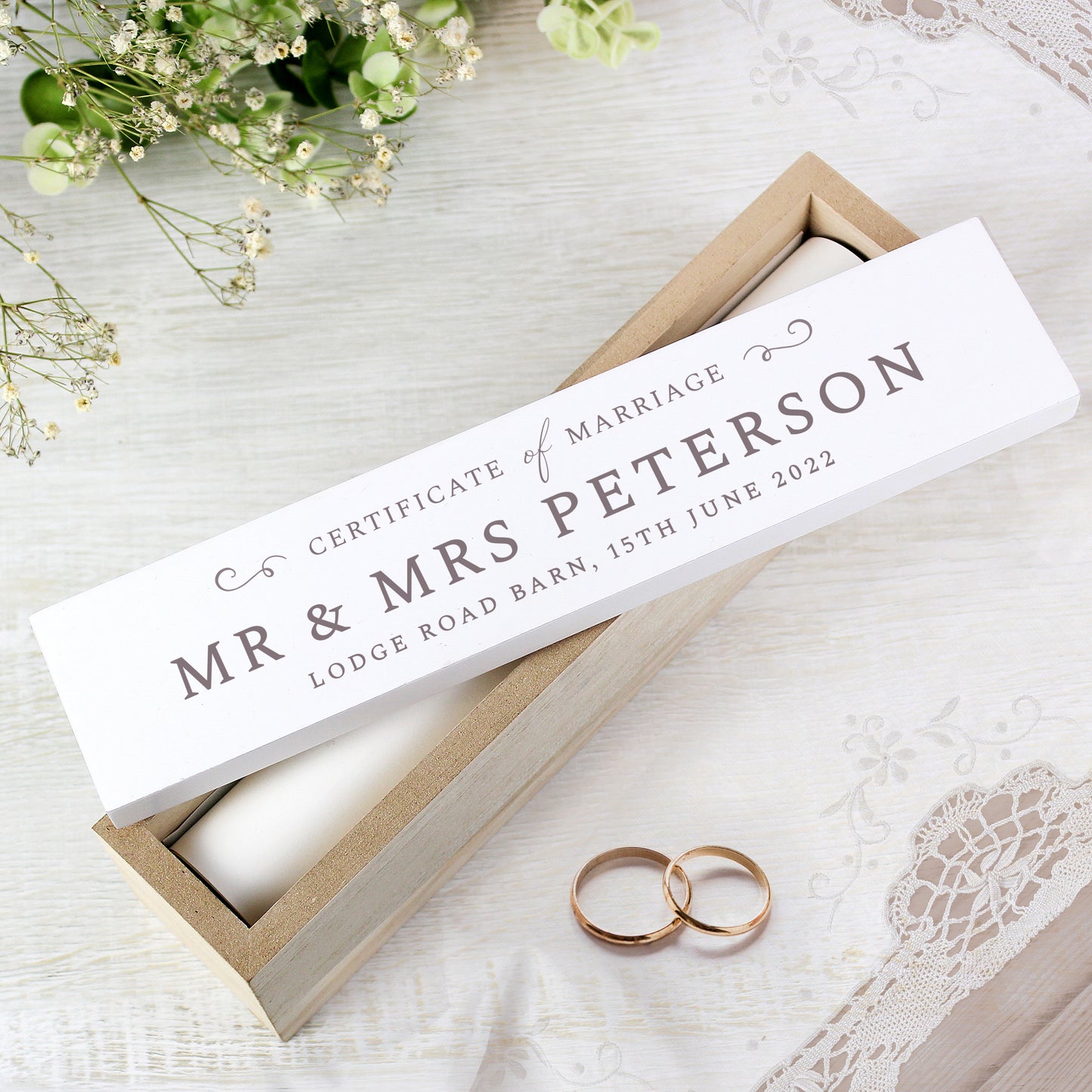 Personalised Wooden Wedding Certificate Holder