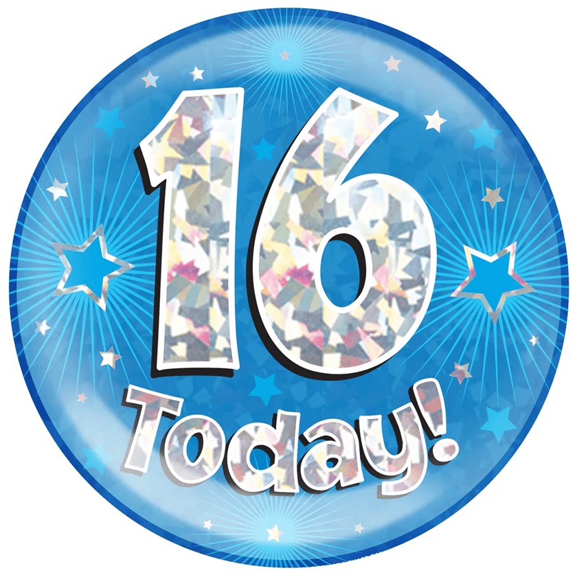 Birthday Mega Badge - 16 Today Blue