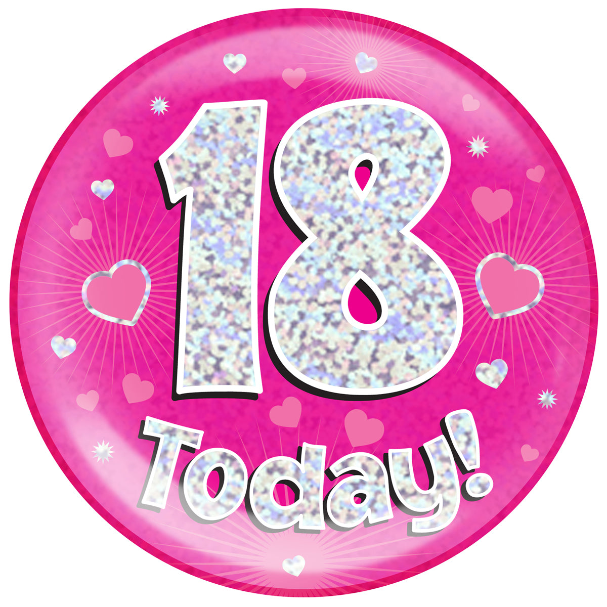 Birthday Mega Badge - 18 Today Pink