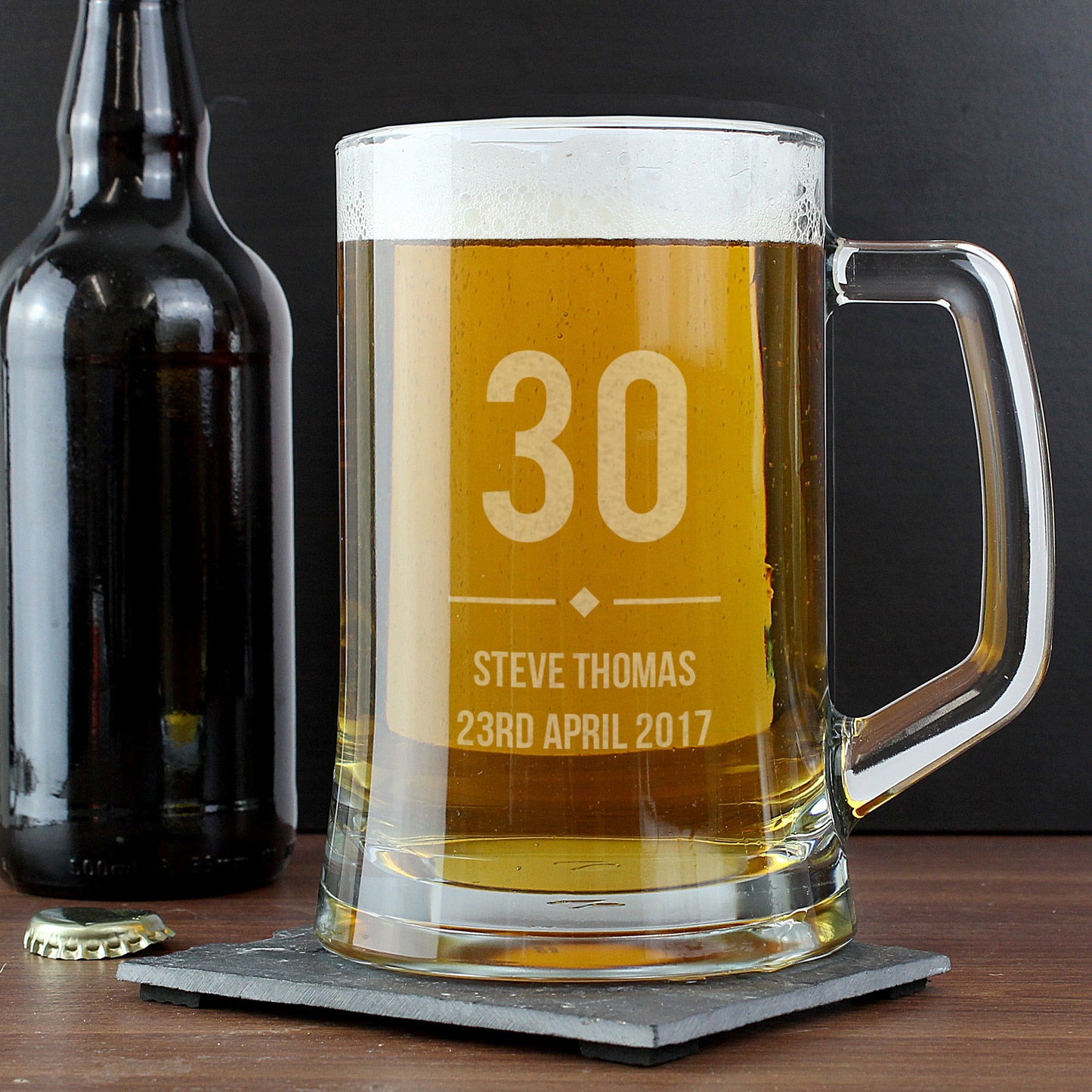 Personalised 30th Glass Pint Stern Tankard