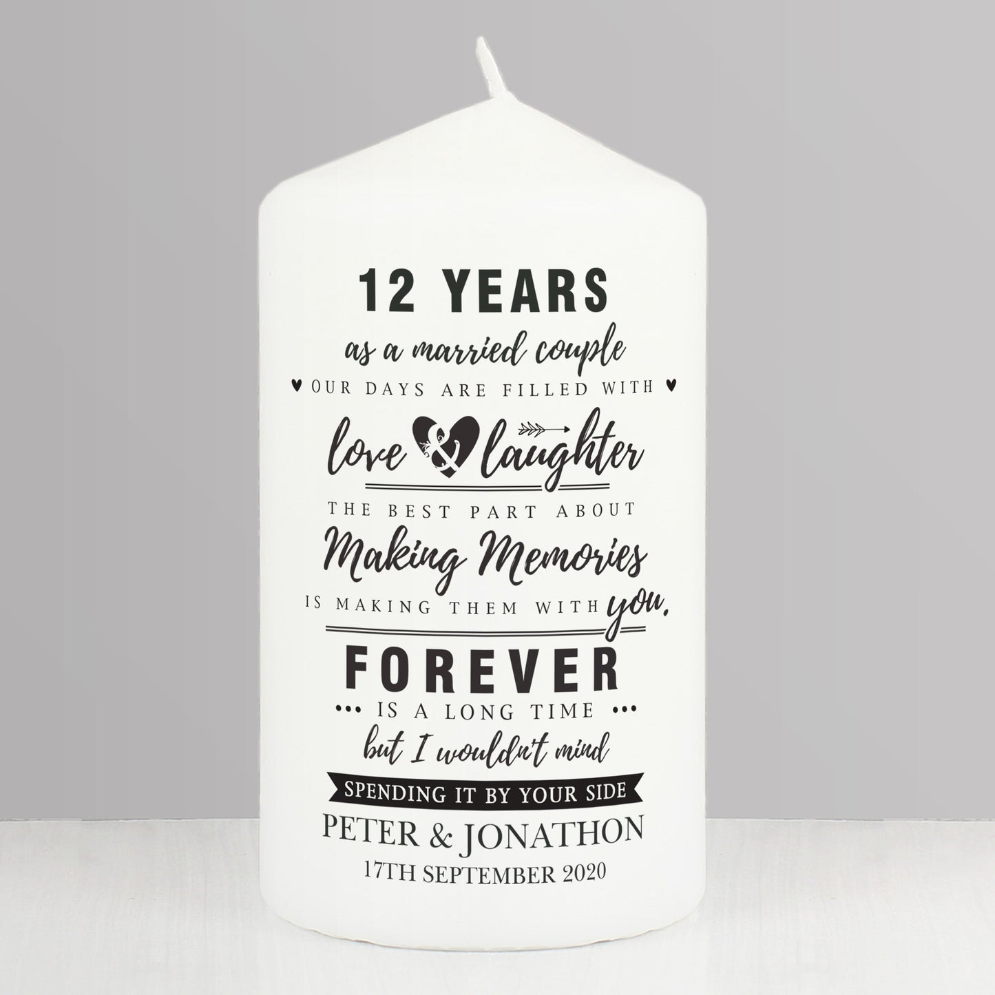 Anniversary Gift - Personalised Pillar Candle