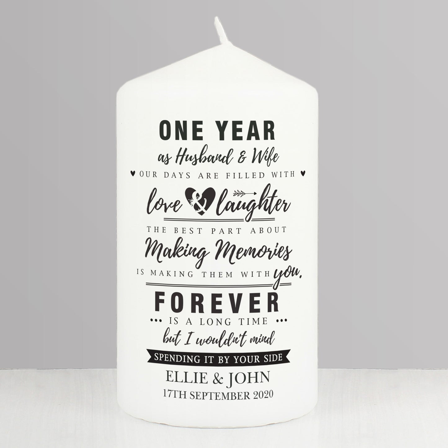 Anniversary Gift - Personalised Pillar Candle