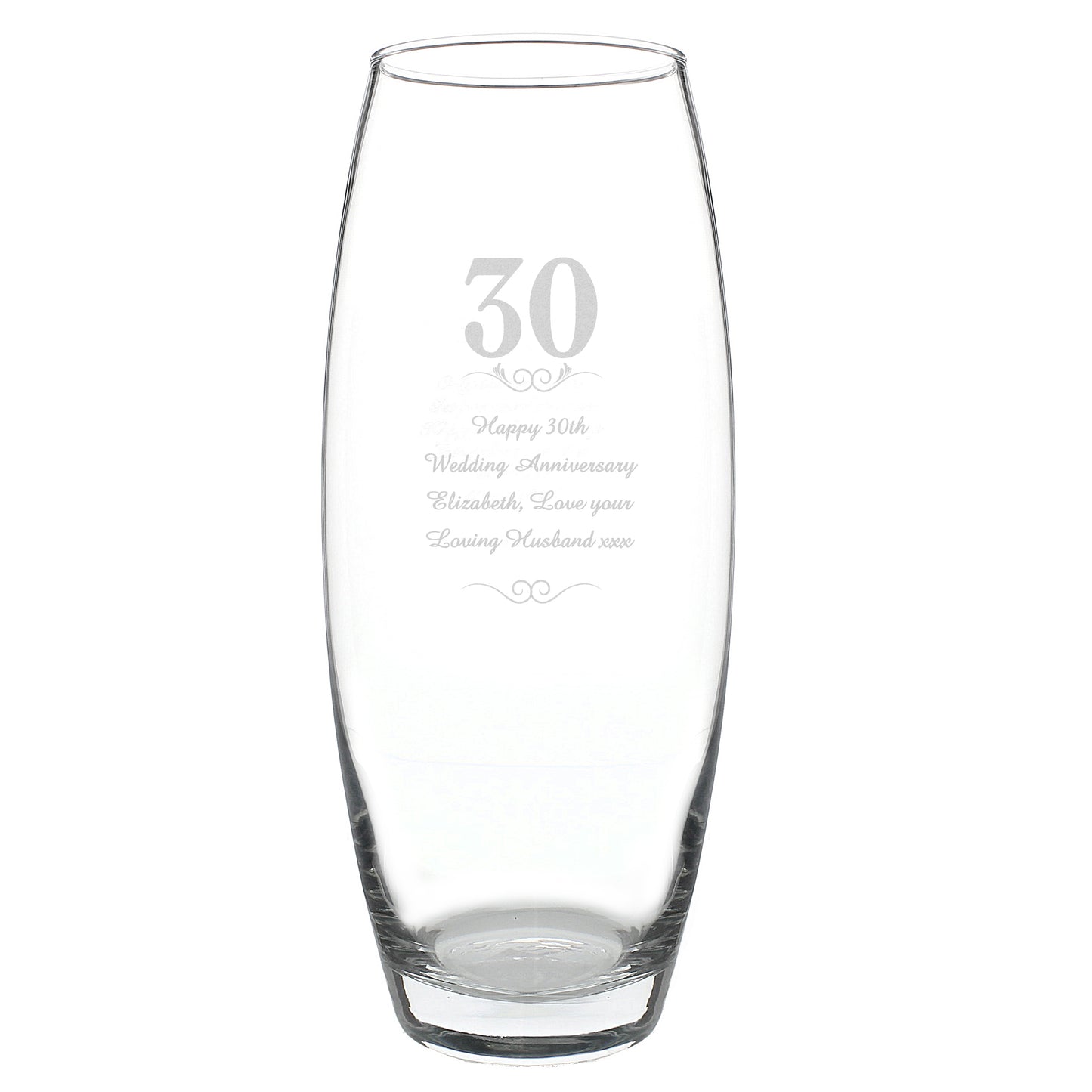 Pearl 30th Anniversary Gift - 30 Years Bullet Vase Personalised