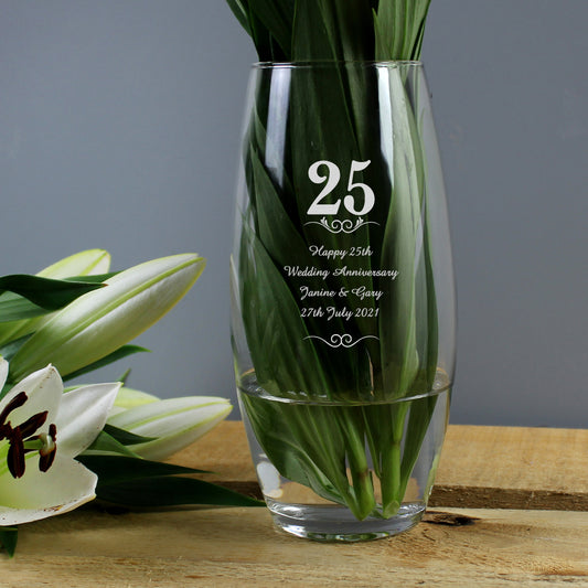 Silver 25th Anniversary - Personalised 25 Years Bullet Vase
