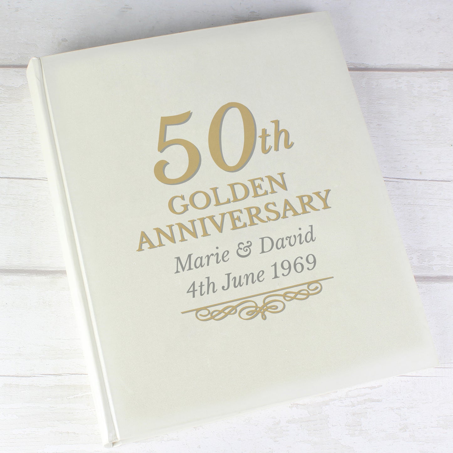 Golden 50th Anniversary Gift - Personalised Traditional Photo Album