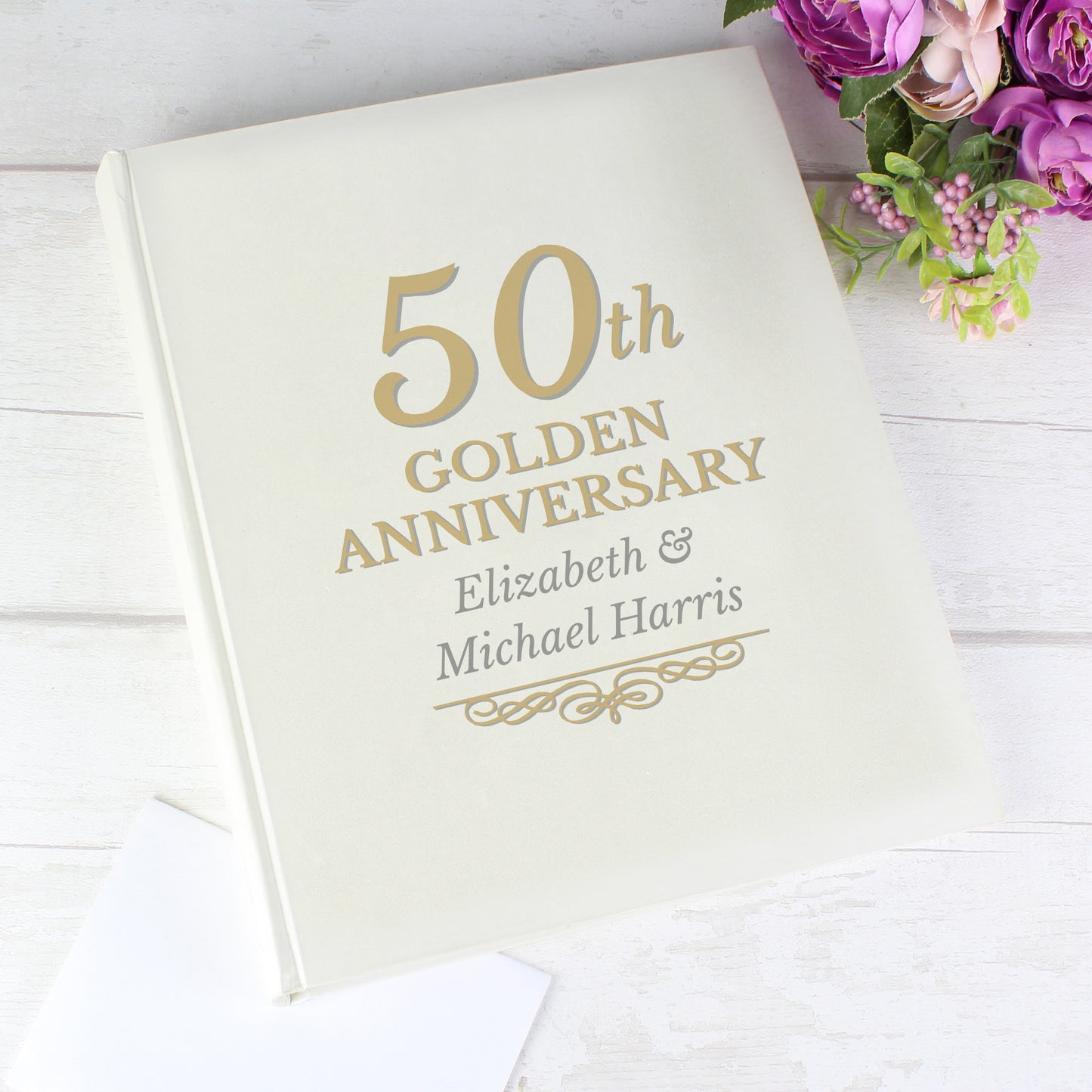 Golden 50th Anniversary Gift - Personalised Traditional Photo Album