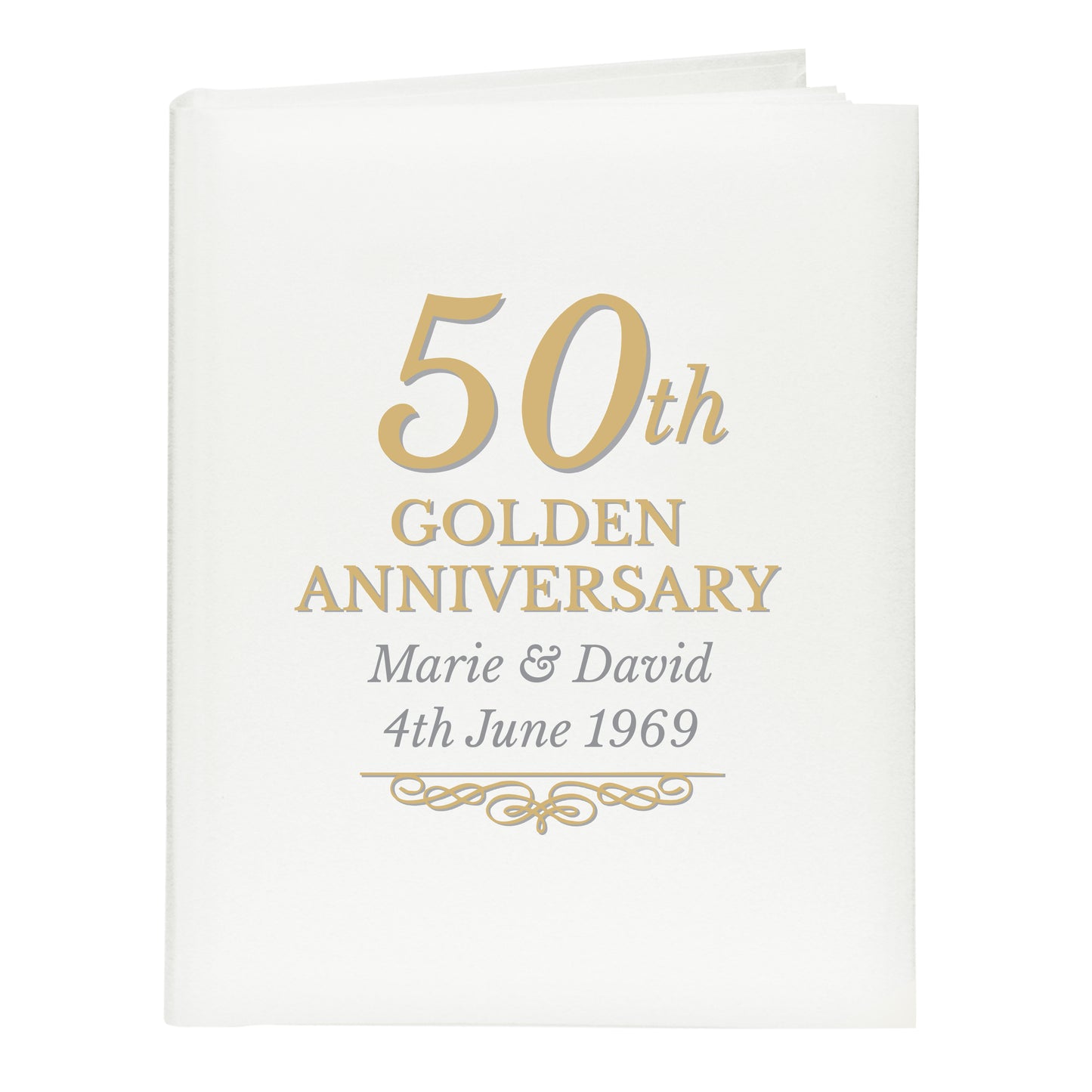 Golden 50th Anniversary Gift - Personalised Traditional Photo Album