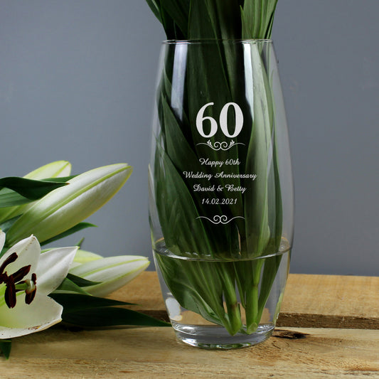 Diamond 60th Anniversary Gift - Personalised 60 Years Bullet Vase