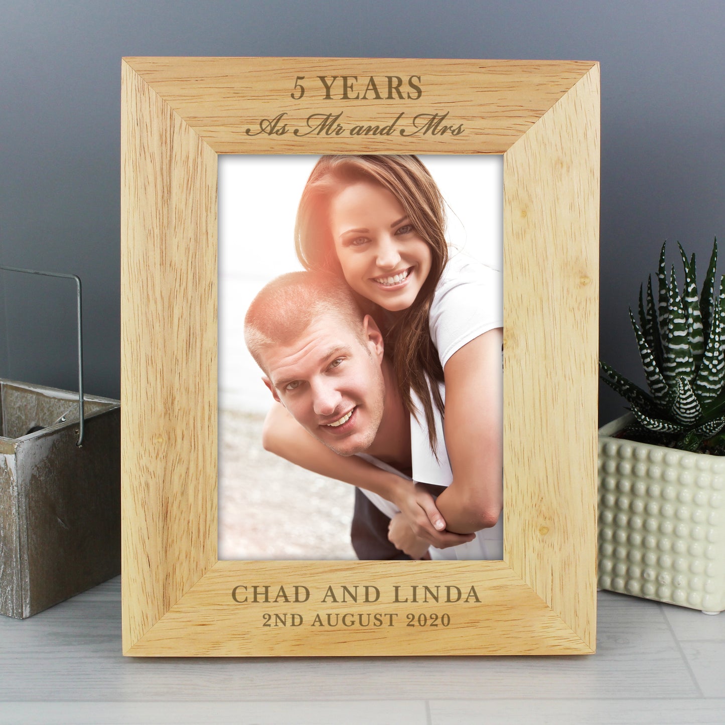 Anniversary Gift - Personalised 5x7 Wooden Photo Frame