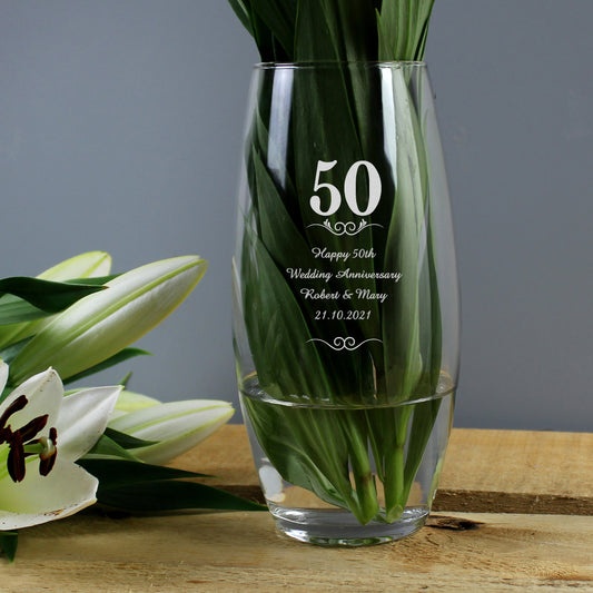 Golden 50th Anniversary - Personalised 50 Years Bullet Vase