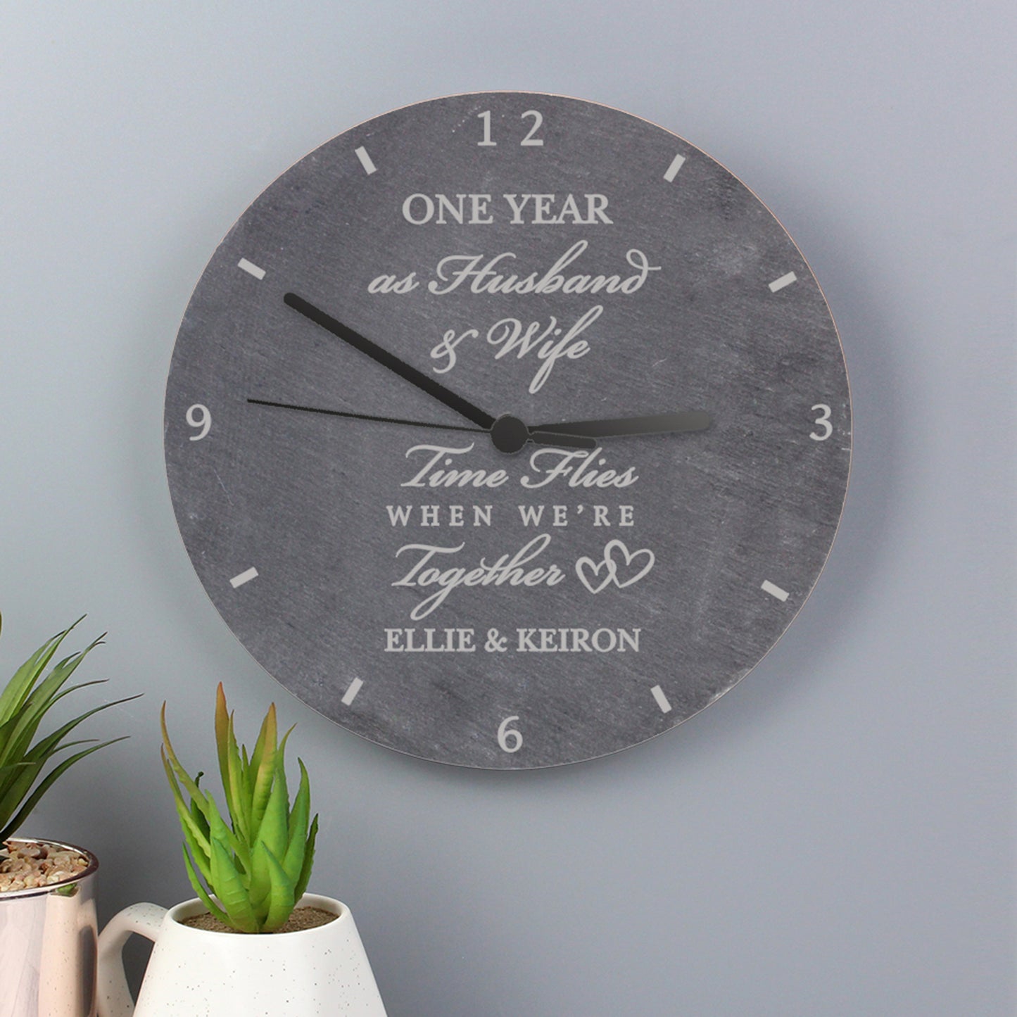 Anniversary Gift - Personalised Slate Clock