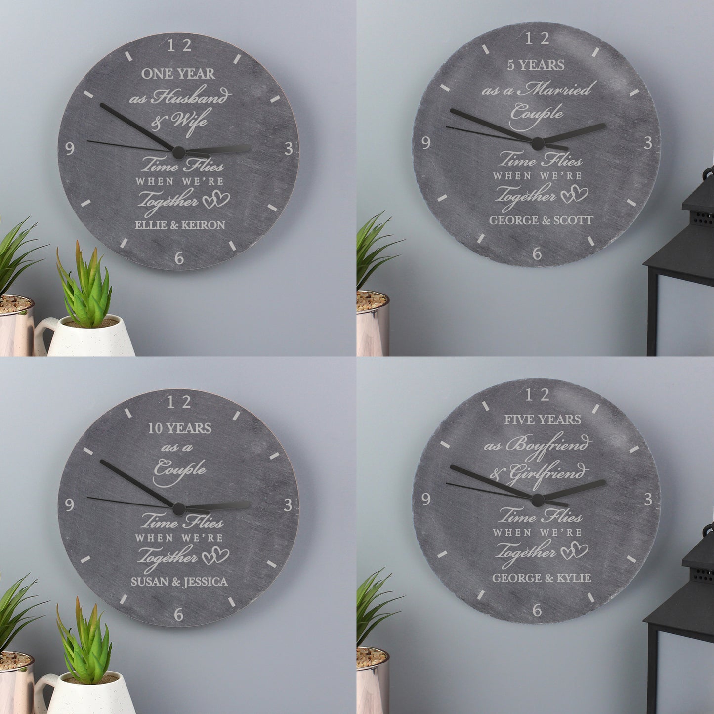 Anniversary Gift - Personalised Slate Clock