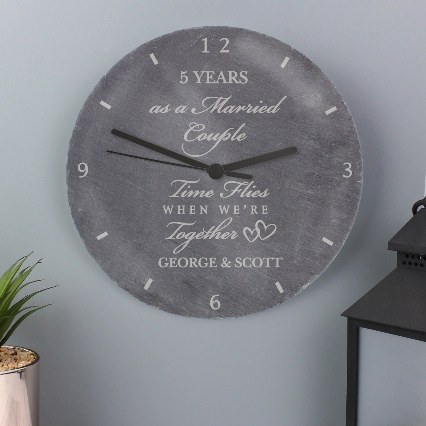 Anniversary Gift - Personalised Slate Clock