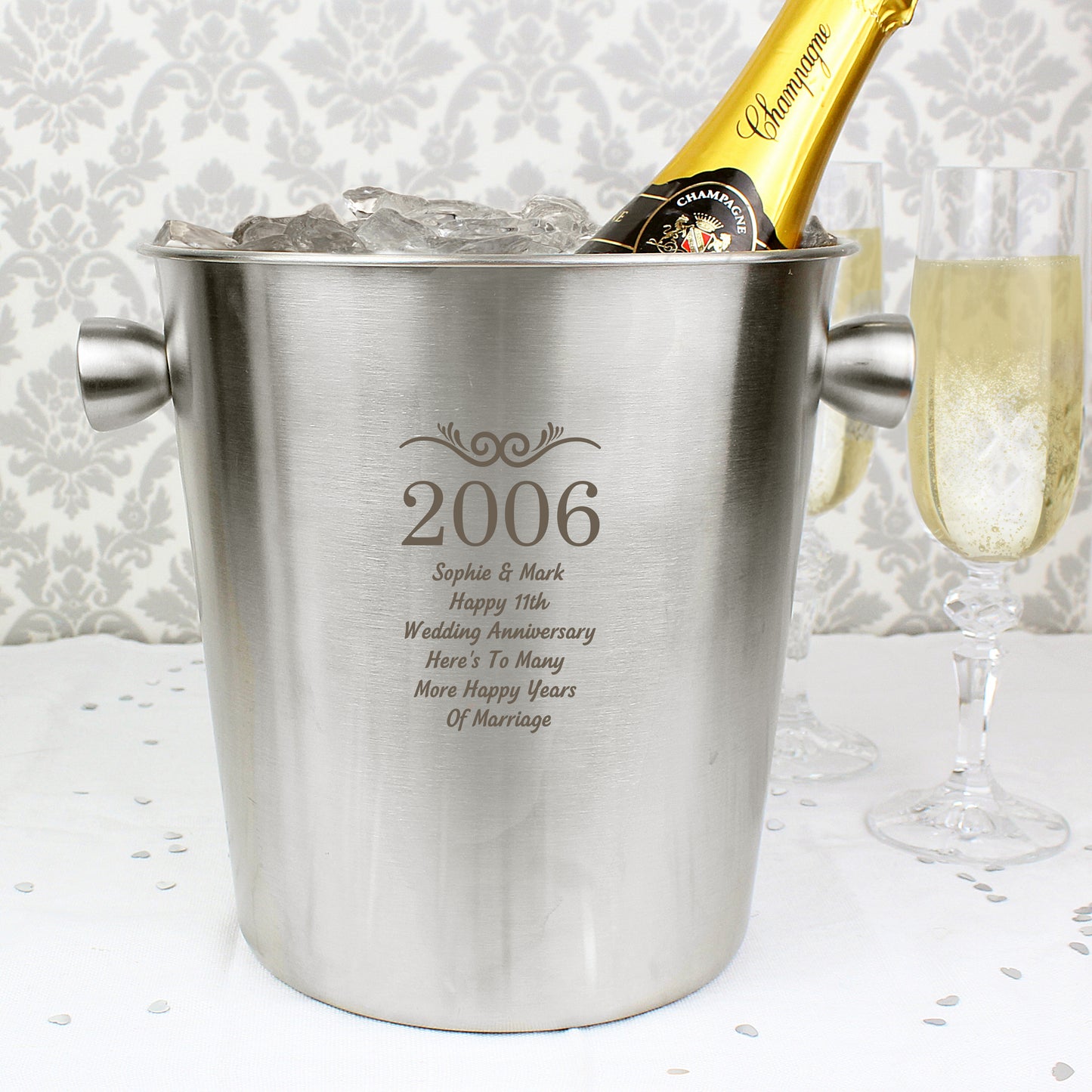 Anniversary Gift - Personalised Stainless Steel Ice Bucket