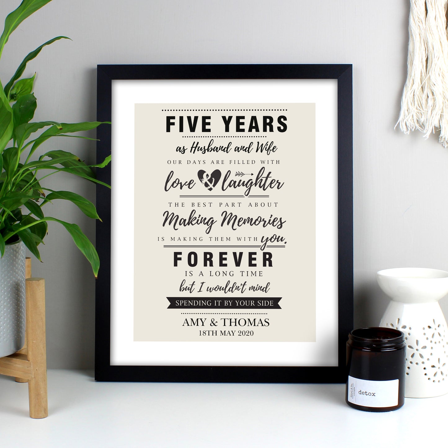 Anniversary Gift - Personalised Black Framed Print