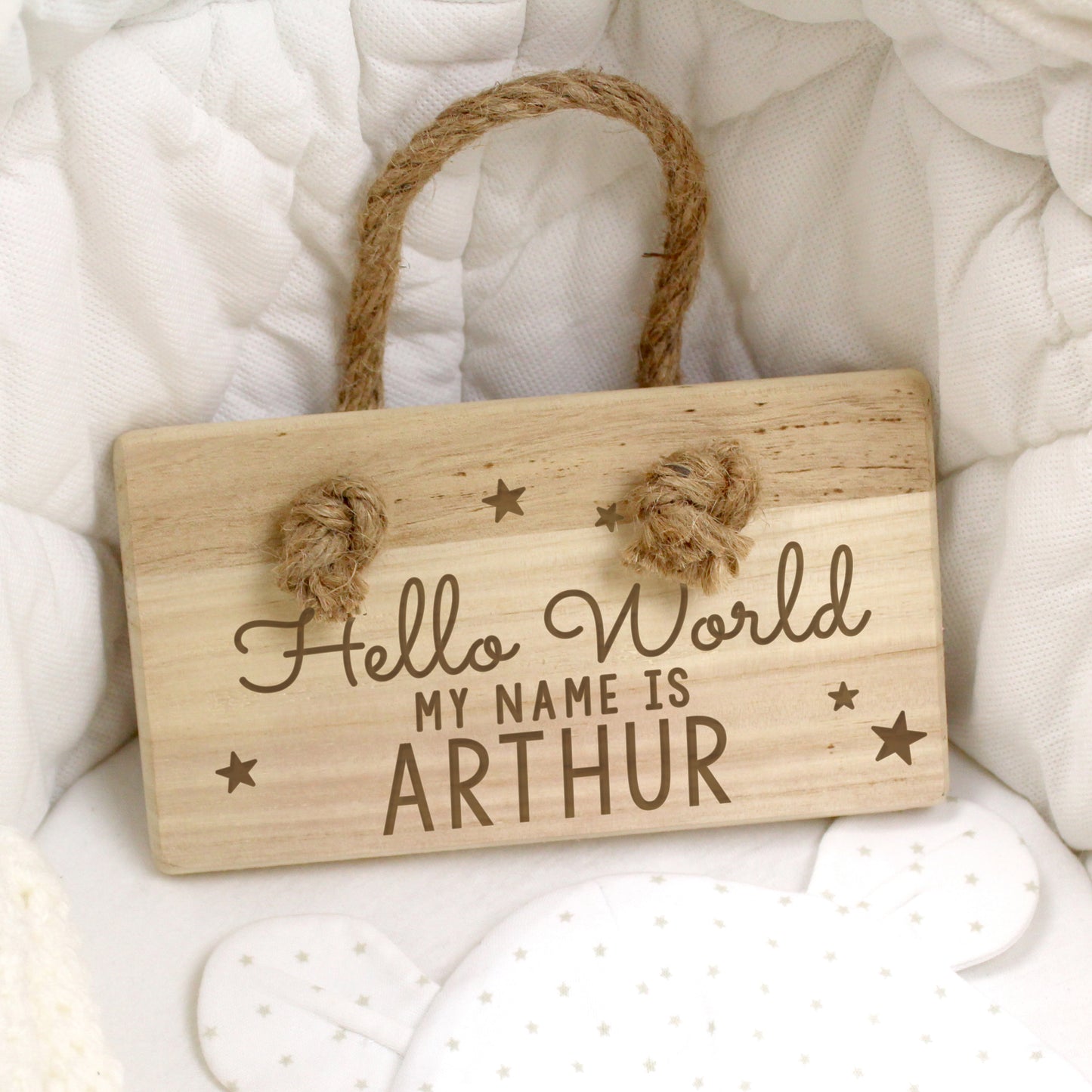 Personalised Hello World Wooden Sign – The Celebration Store