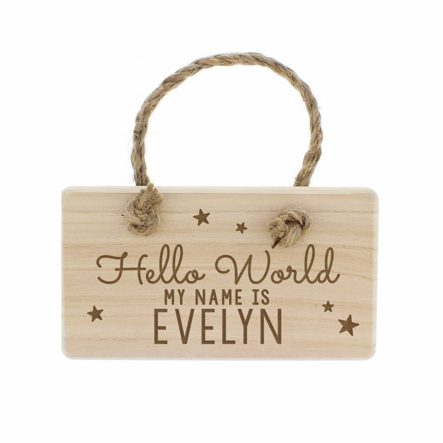 Personalised Hello World Wooden Sign – The Celebration Store