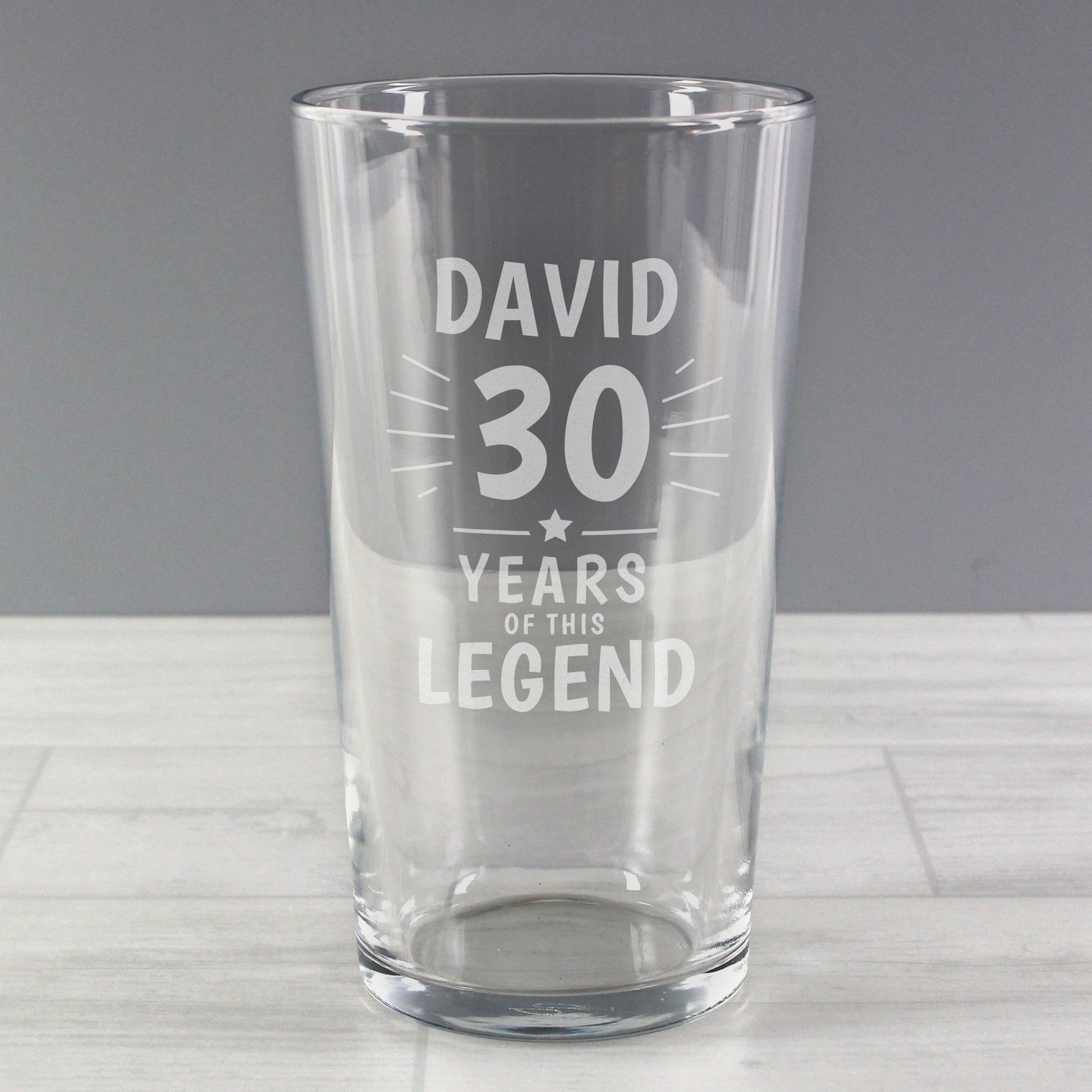 Personalised 30 Years Of This Legend Birthday Pint Glass