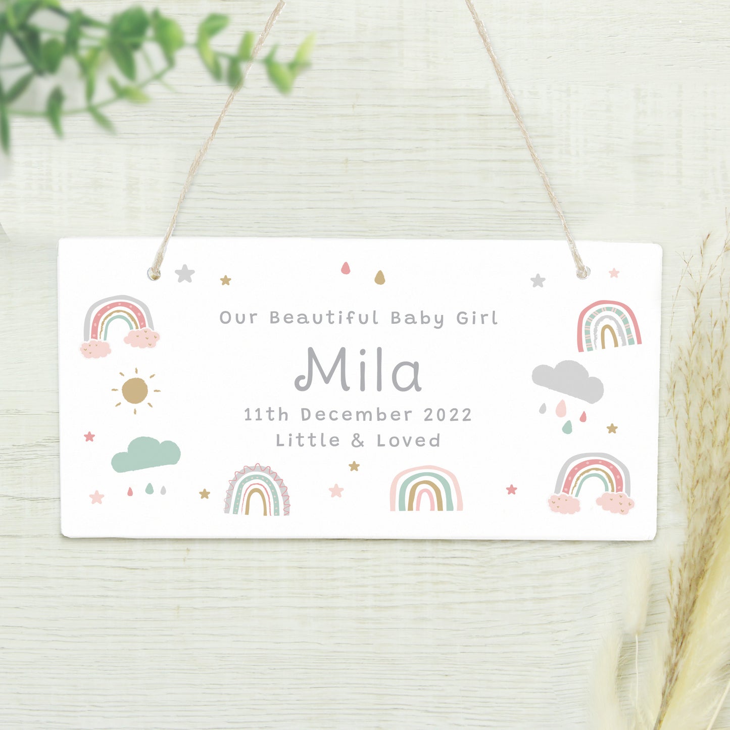 Personalised Rainbow Wooden Sign