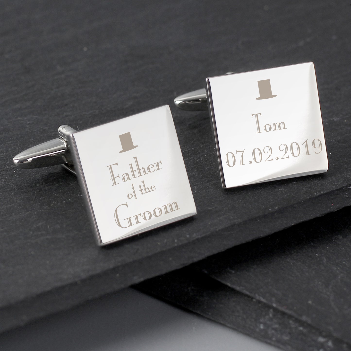 Personalised Decorative Wedding Father of the Groom Square Cufflinks