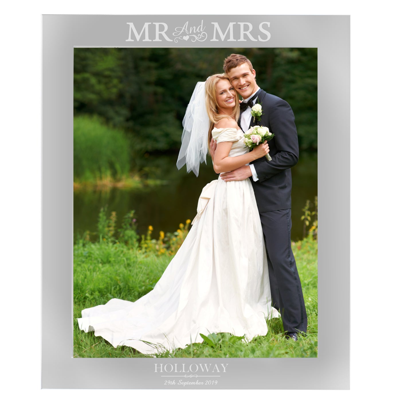 Personalised Mr & Mrs 10x8 Silver Photo Frame