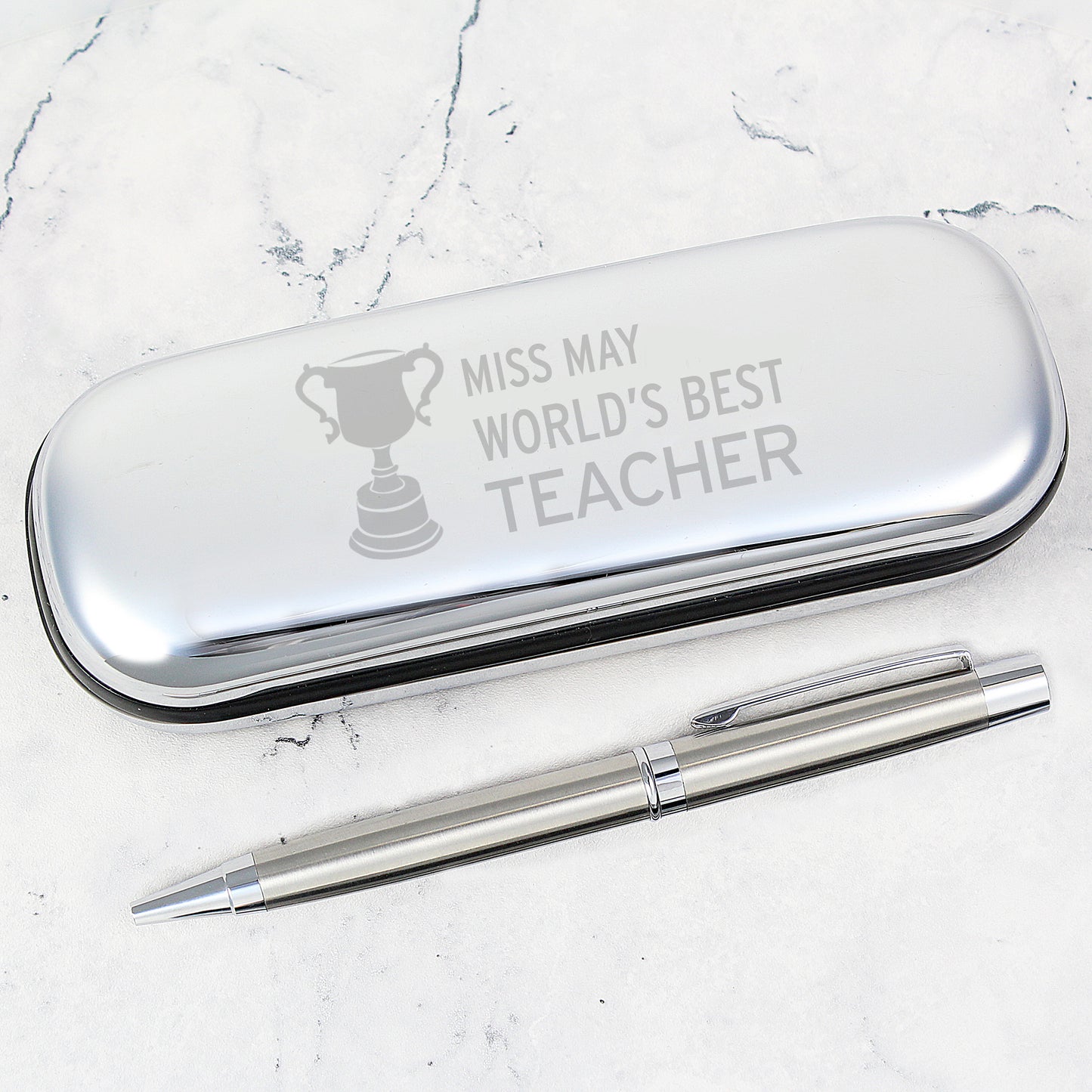 Personalised Teacher Trophy Pen & Box Set