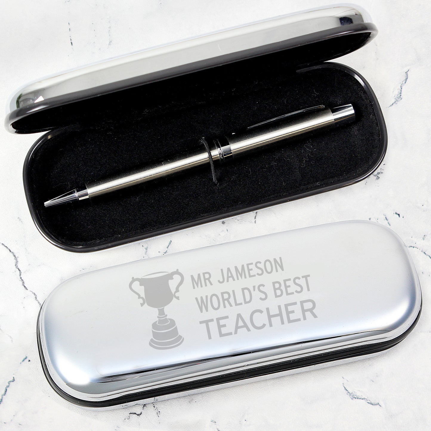 Personalised Teacher Trophy Pen & Box Set