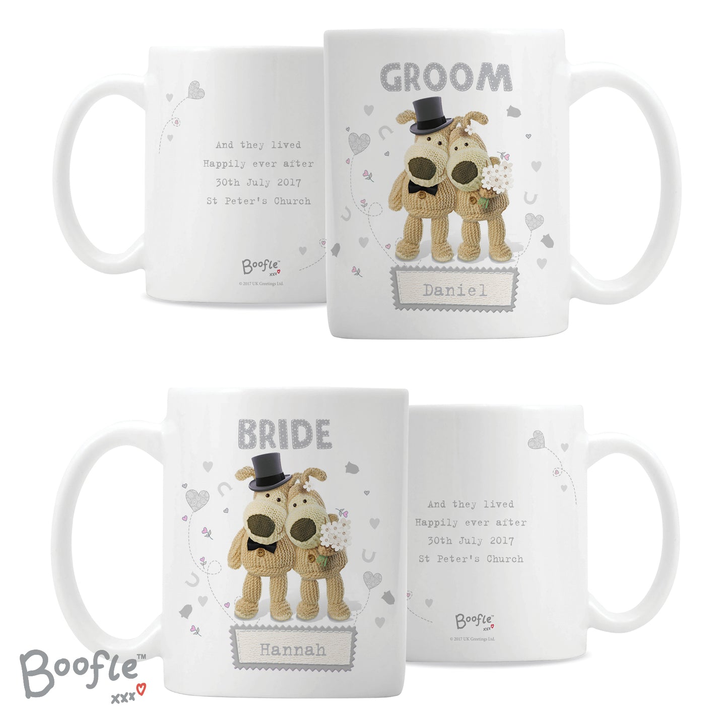 Personalised Boofle Wedding Couple Mug Set