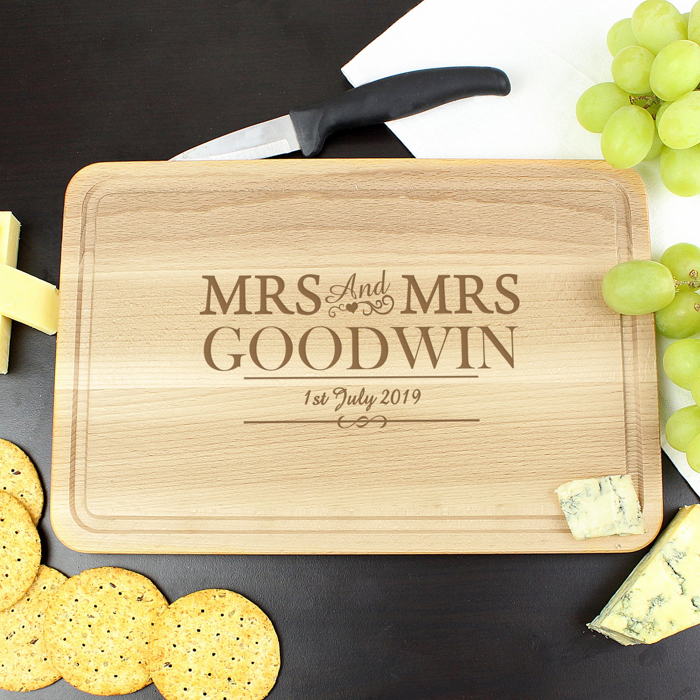 Personalised Mr & Mrs Chopping Board Large