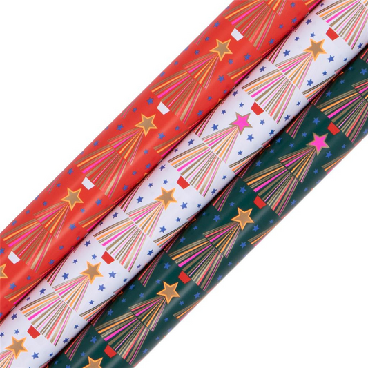 Christmas Rollwrap Collection - 3 x 4M Neon Christmas Trees